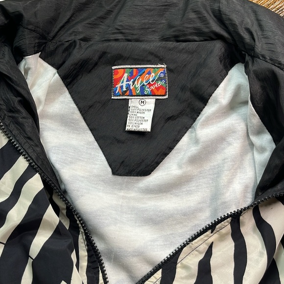 Vintage 90s 80s Argee Sports Women's lightweight Windbreaker Zebra Style Jacket - Picture 5 of 9